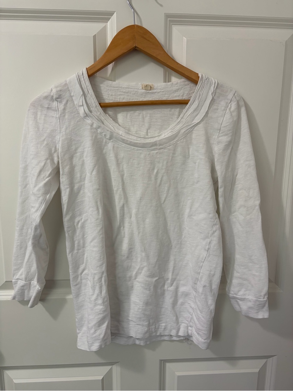 J. Crew White Scoop Neck Long Sleeve Tee